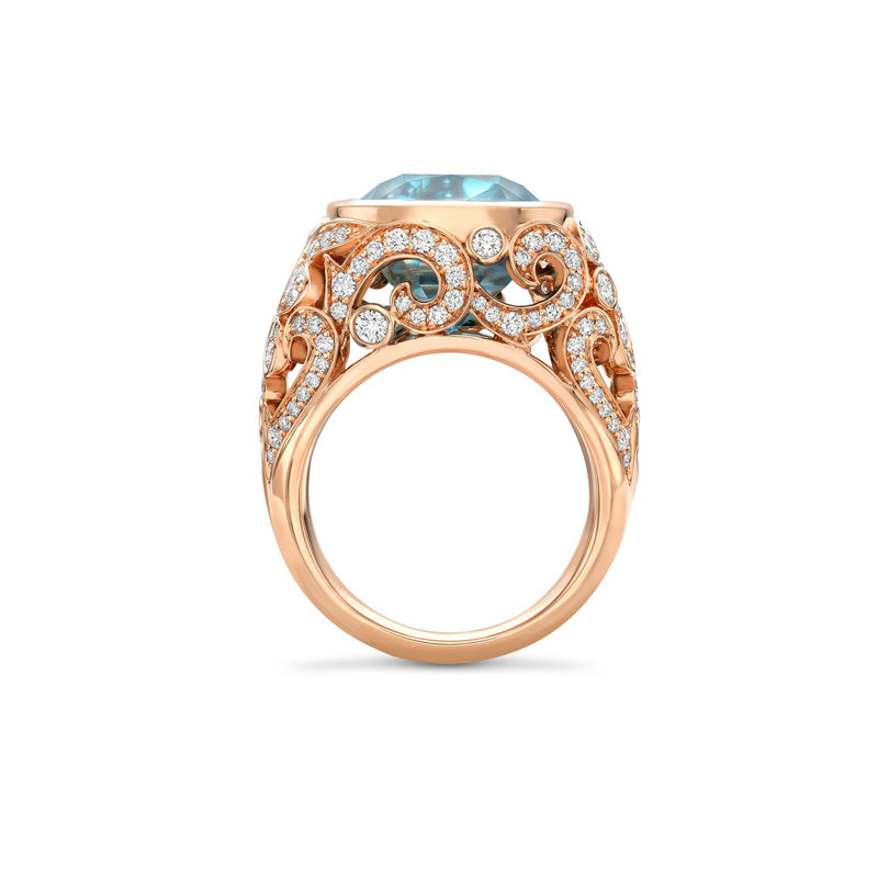 The Palace Collection Royal Damask Blue Zircon Ring