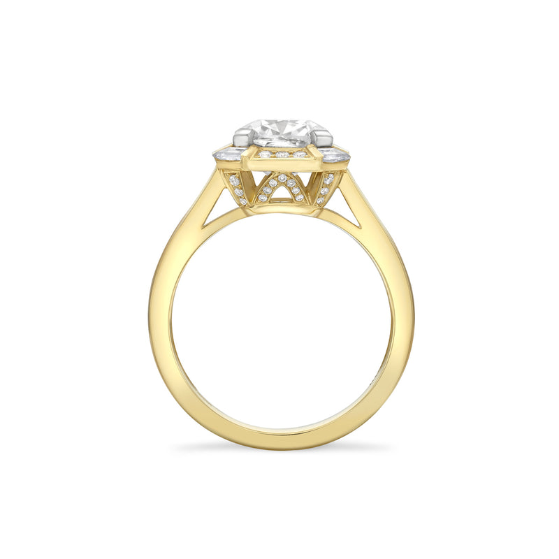 Art Deco Cushion Diamond Yellow Gold Ring