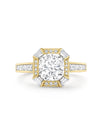 Art Deco Cushion Diamond Yellow Gold Ring