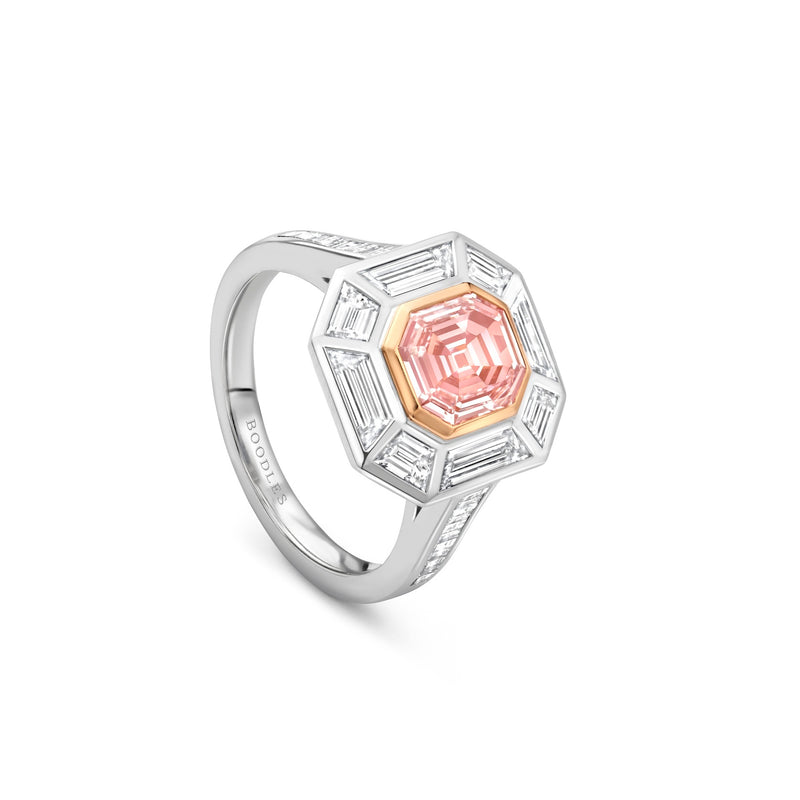 Decco Pink Diamond Platinum and Rose Gold Ring