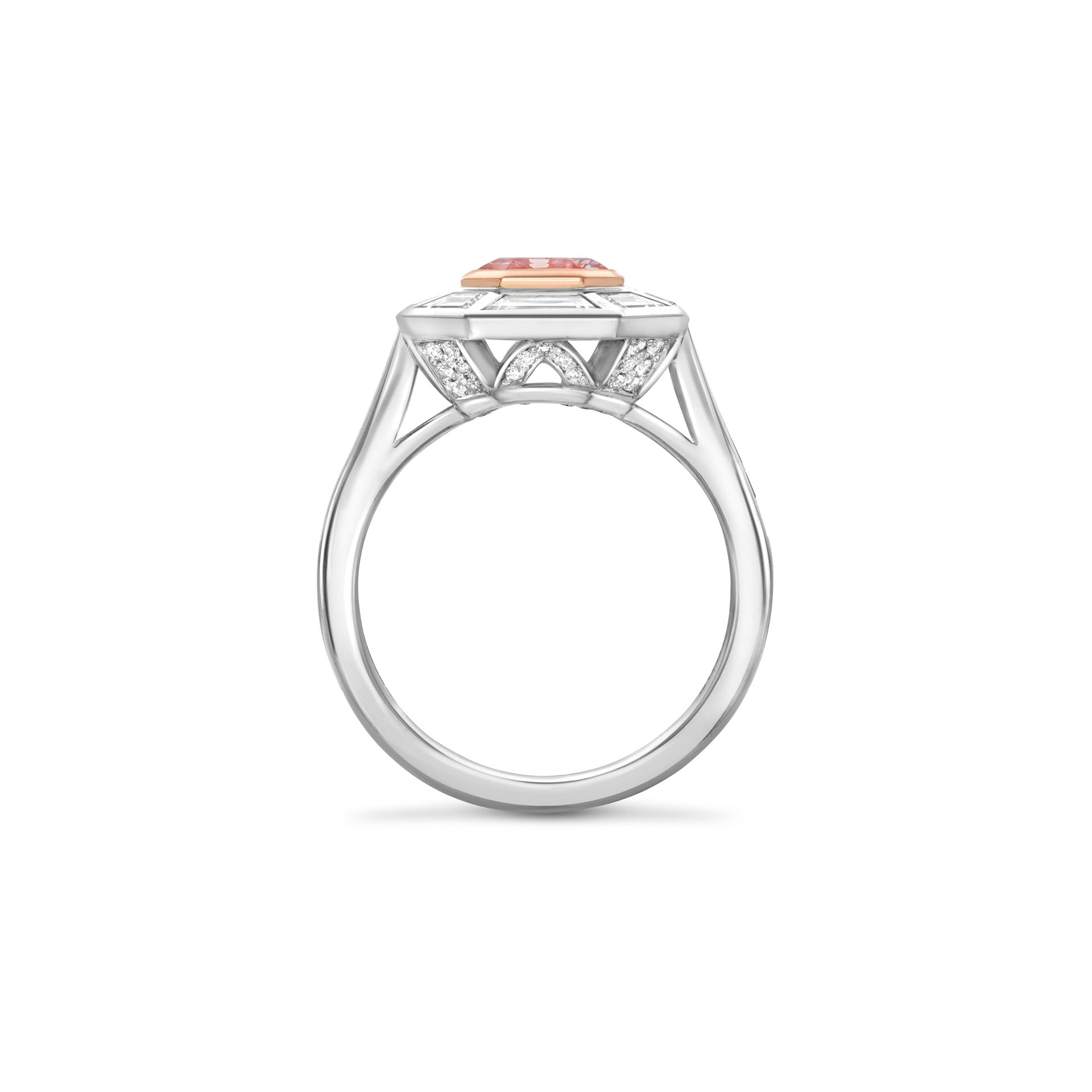Decco Pink Diamond Platinum and Rose Gold Ring