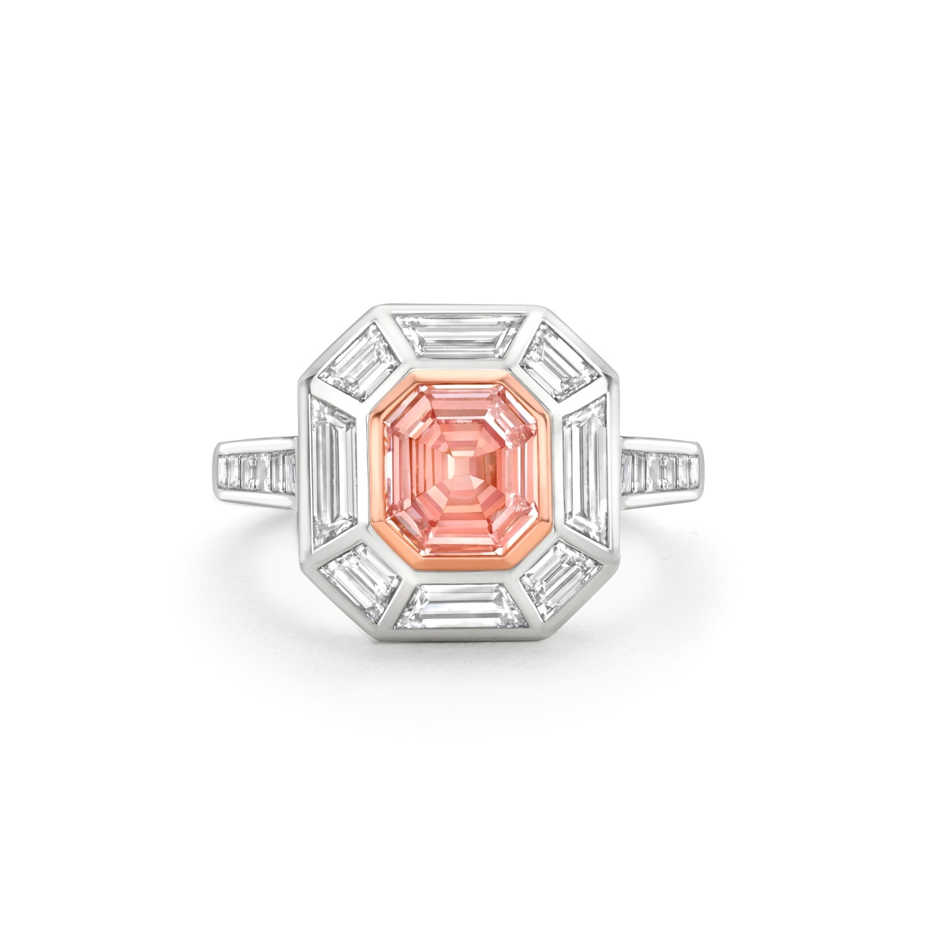 Decco Pink Diamond Platinum and Rose Gold Ring
