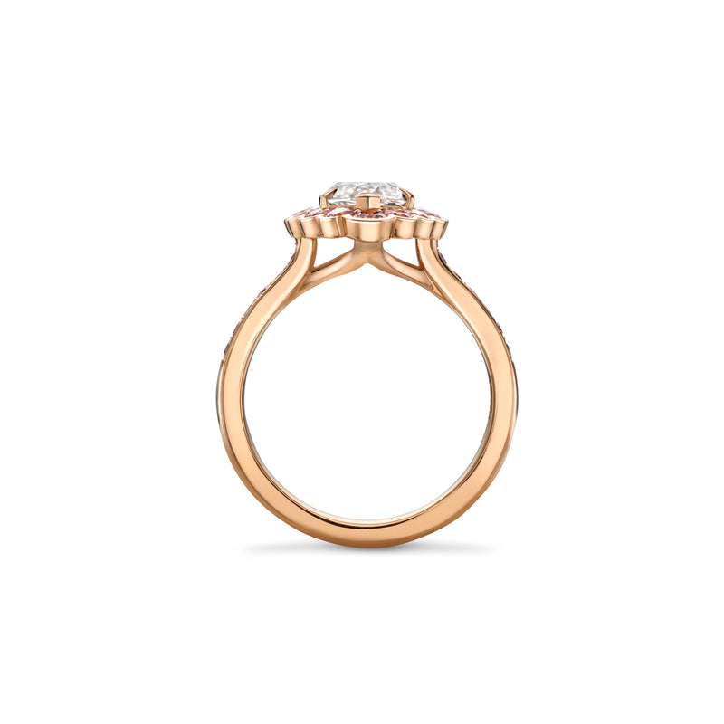 Scalloped Marquise Diamond and Pink Diamond Rose Gold Ring