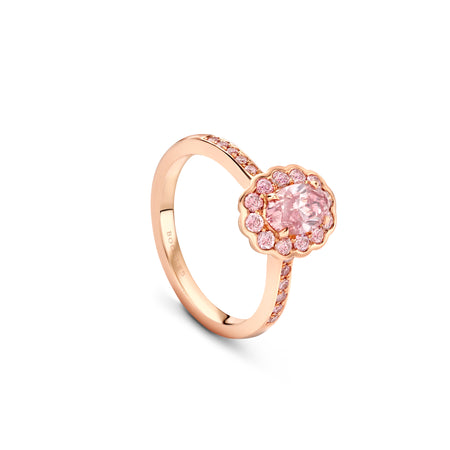 Scalloped Oval Pink Diamond Rose Gold Ring