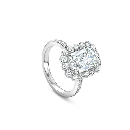 Scalloped Ashoka Diamond Platinum Ring