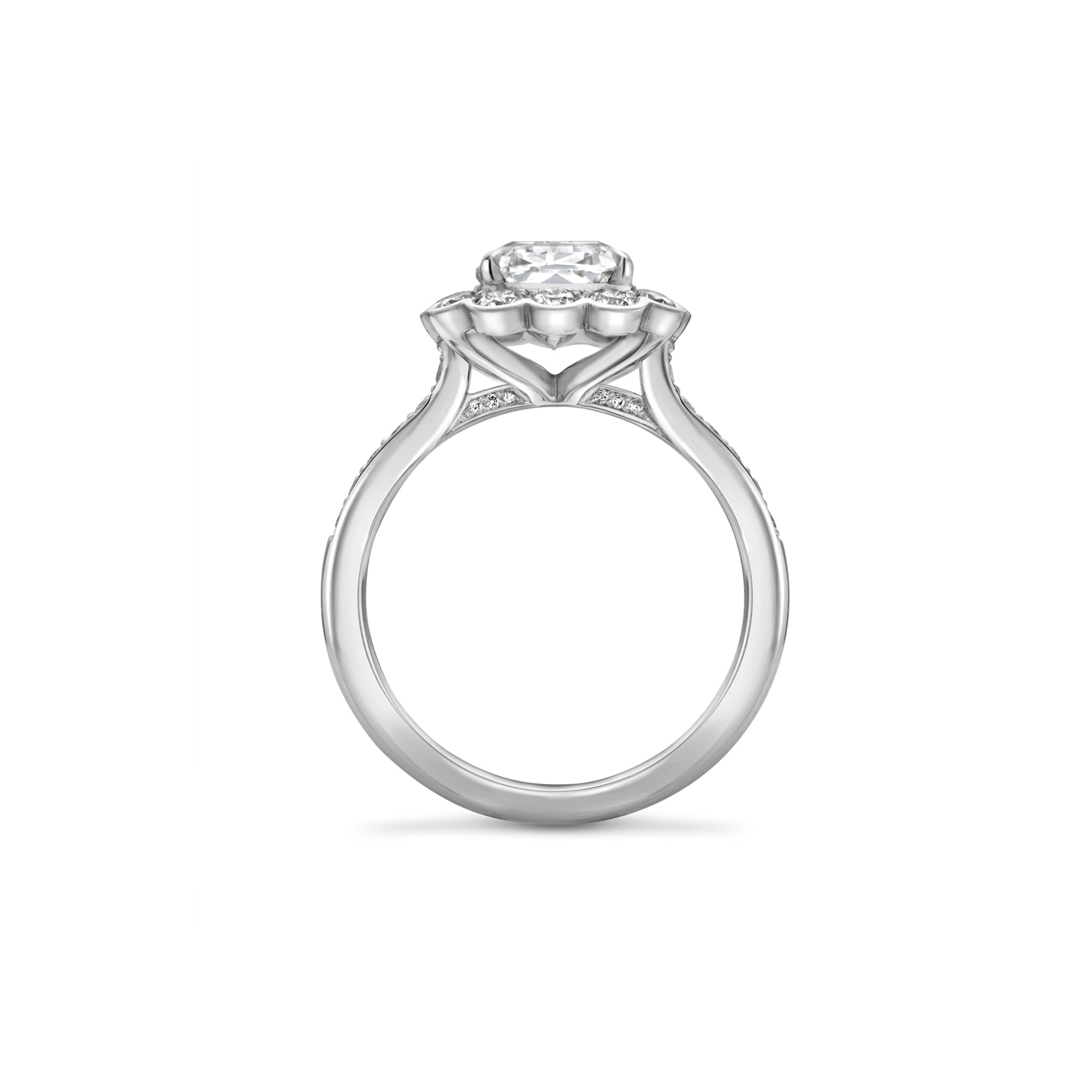 Scalloped Ashoka Diamond Platinum Ring