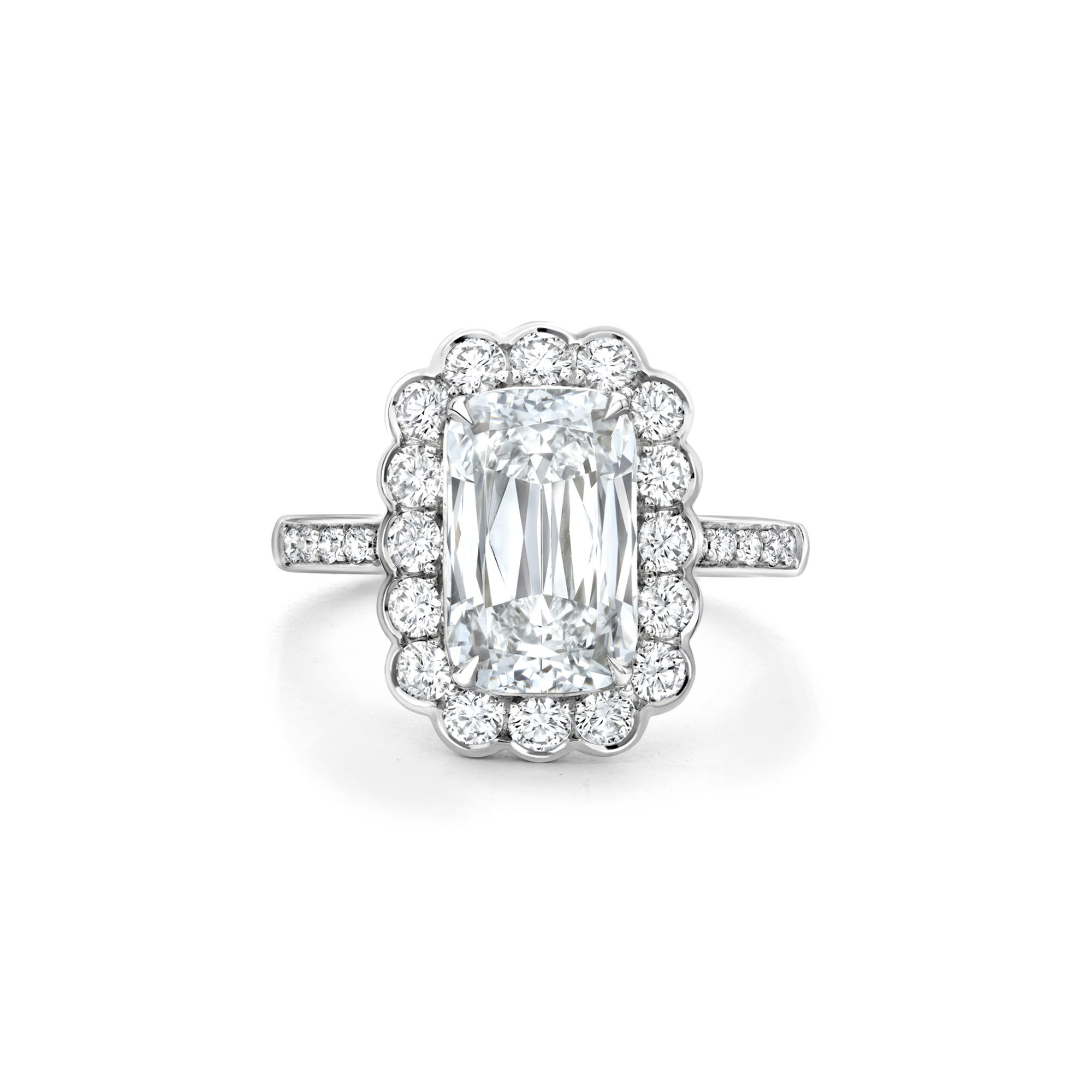 Scalloped Ashoka Diamond Platinum Ring