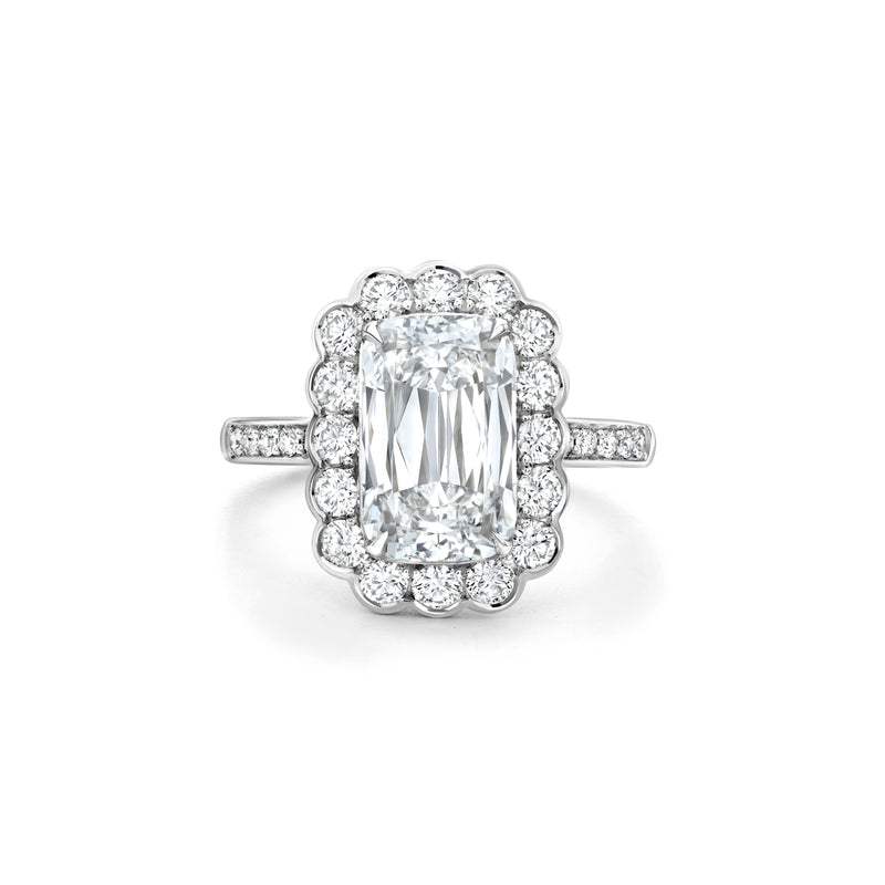 Scalloped Ashoka Diamond Platinum Ring