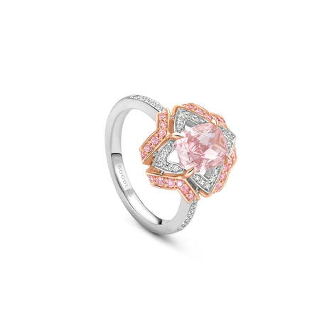 Quatrefoil Pink and White Diamond Ring