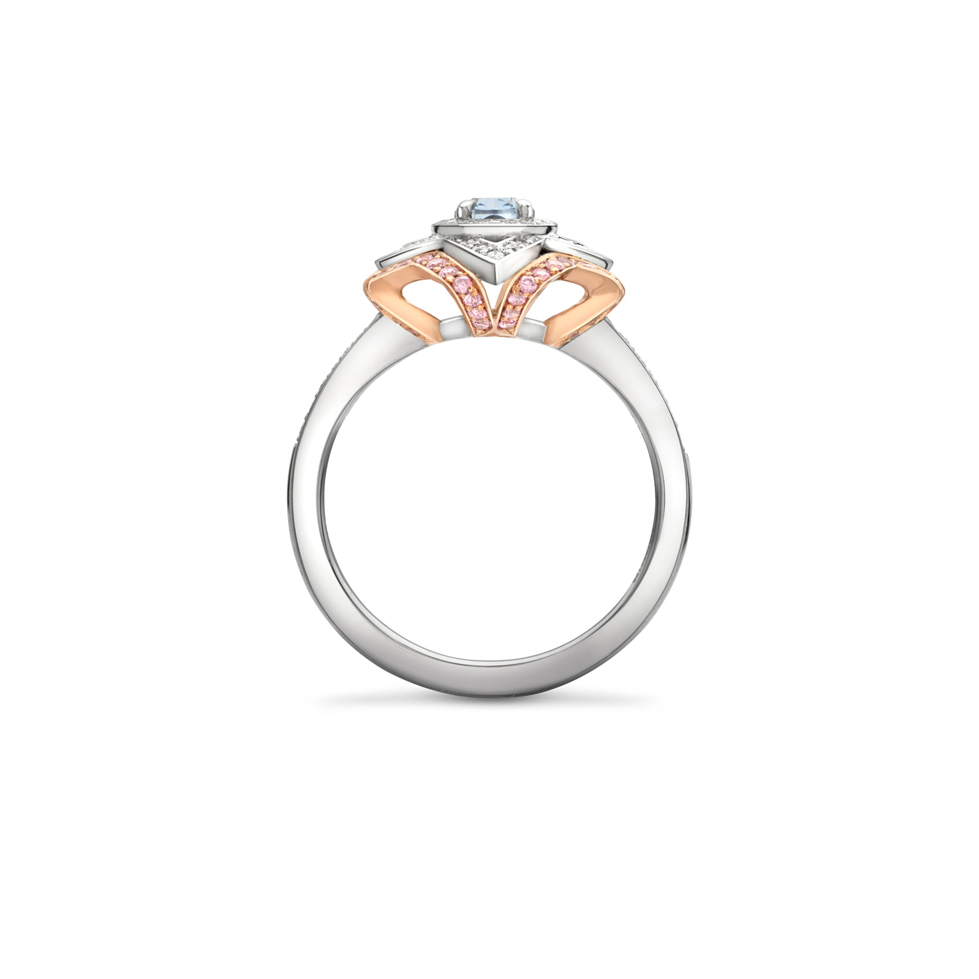 Quatrefoil Cushion Blue Diamond Ring