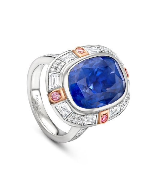 The National Gallery Play of Light Sapphire Platinum Ring