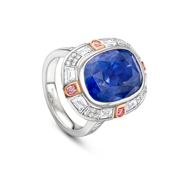 The National Gallery Play of Light Sapphire Platinum Ring