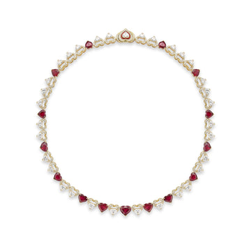 Classic Heart Ruby Diamond Yellow Gold Collar