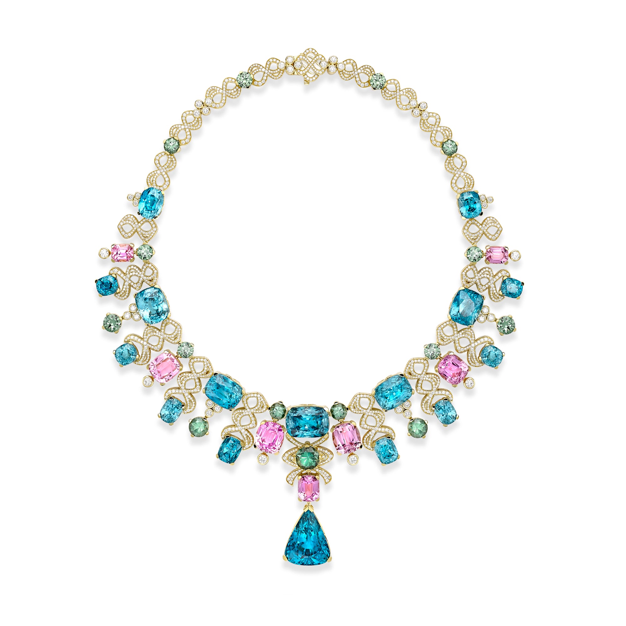 A Family Journey Murano Zircon Yellow Gold Necklace