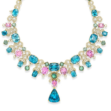 A Family Journey Murano Zircon Yellow Gold Necklace