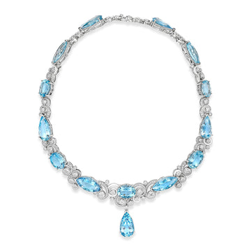 A Family Journey Geneva Aquamarine Platinum Necklace