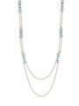 A Family Journey Geneva Aquamarine and Pearl Platinum Necklace