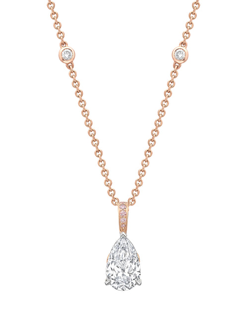 Classic Rose Gold Pear Diamond Pendant