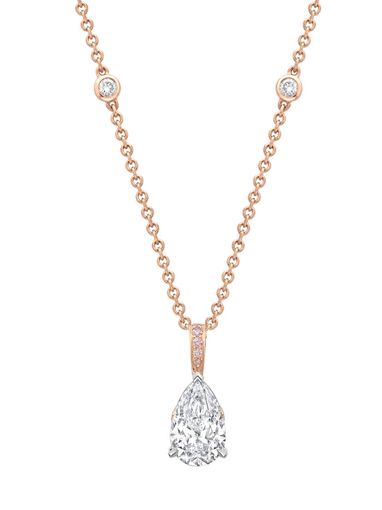 Classic Rose Gold Pear Diamond Pendant