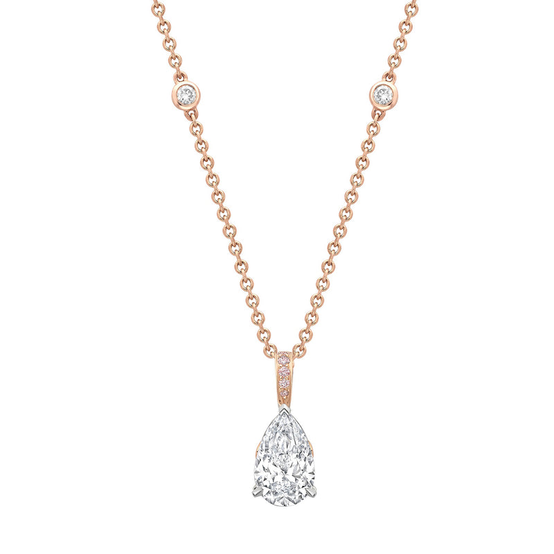 Classic Rose Gold Pear Diamond Pendant