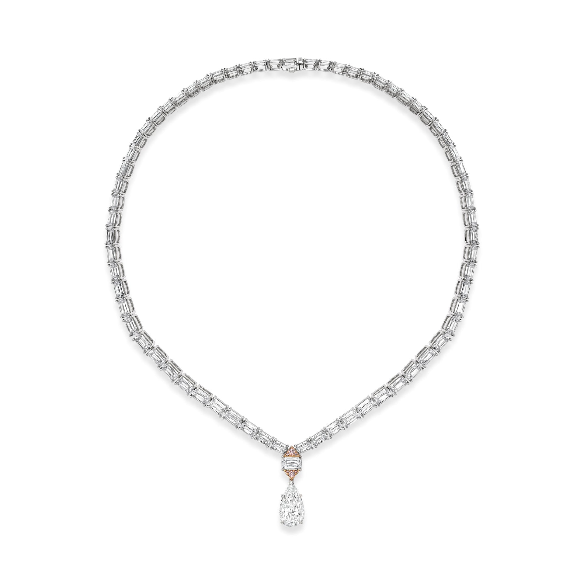Peace of Mined Ashoka and Pear Diamond Platinum Necklace