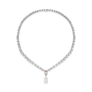 Peace of Mined Ashoka and Pear Diamond Platinum Necklace