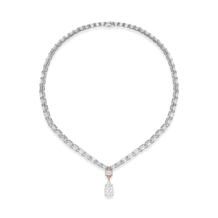 Peace of Mined Ashoka and Pear Diamond Platinum Necklace
