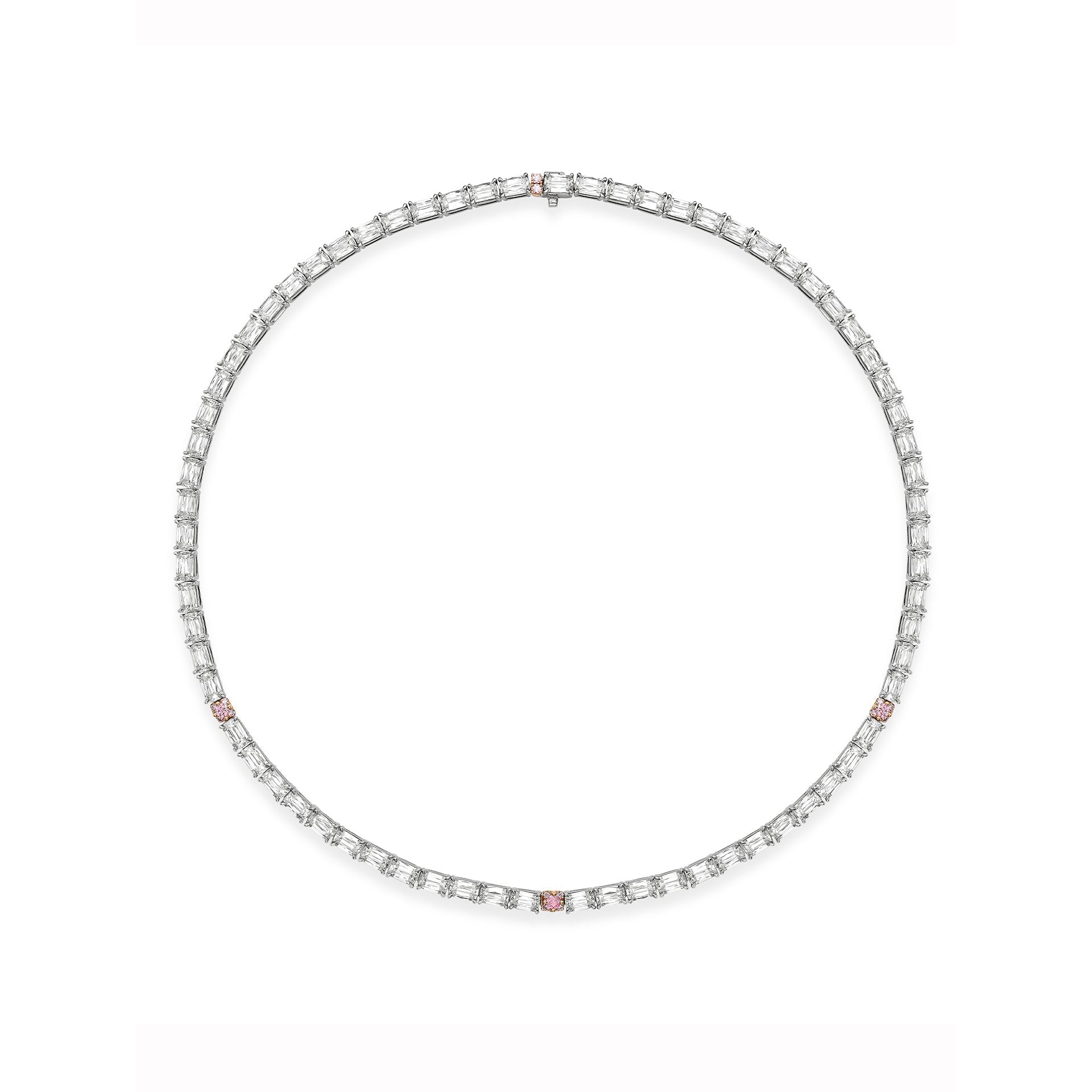 Classic Ashoka Diamond and Pink Diamond Platinum Collar
