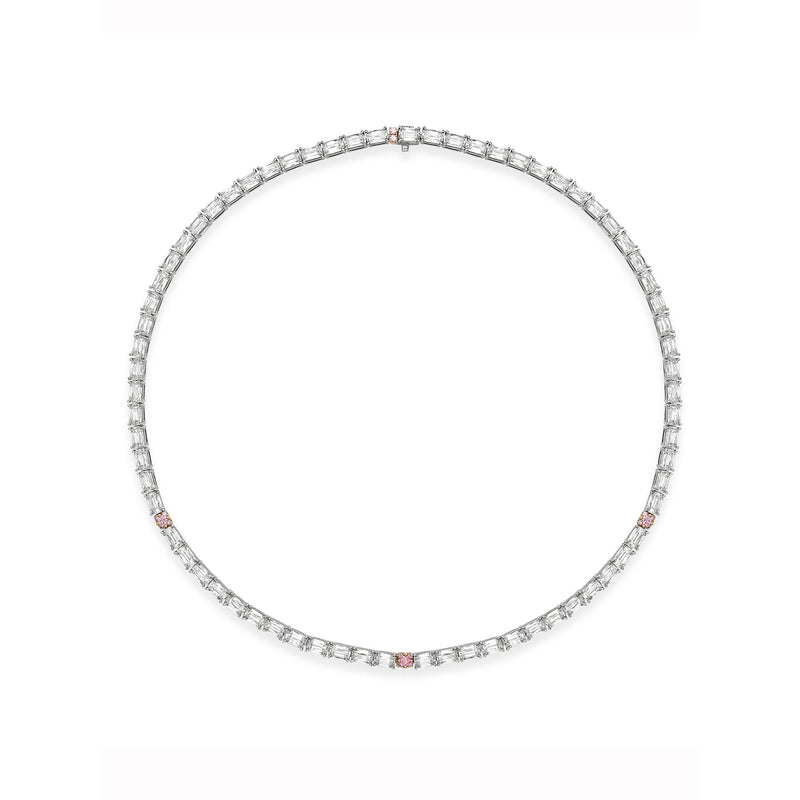 Classic Ashoka Diamond and Pink Diamond Platinum Collar