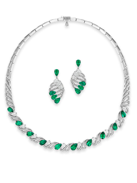 The Scroll Emerald Suite Featuring Necklace and Earrings