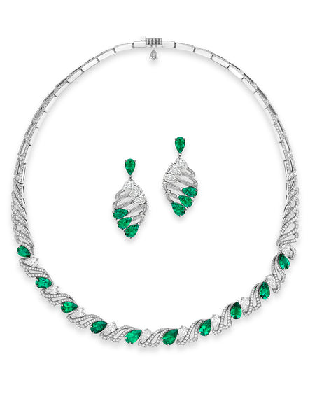 The Scroll Emerald Suite Featuring Necklace and Earrings