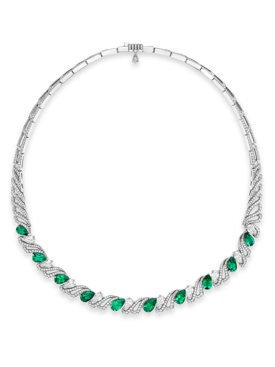 The Scroll Emerald Suite Featuring Necklace and Earrings