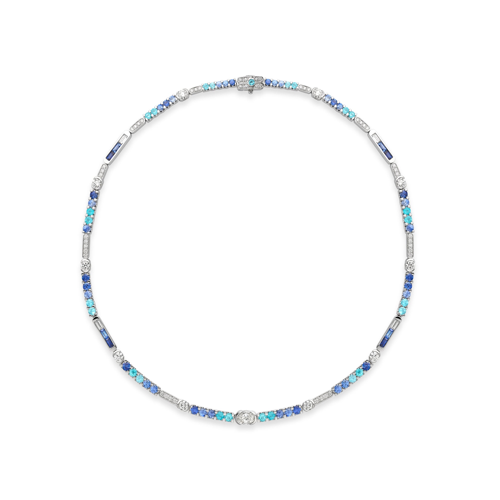 Play of Light Sapphire Platinum Necklace
