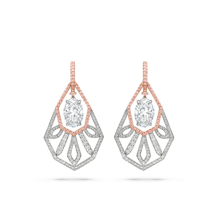 Peace of Mined Platinum and Rose Gold Diamond Drop Earrings