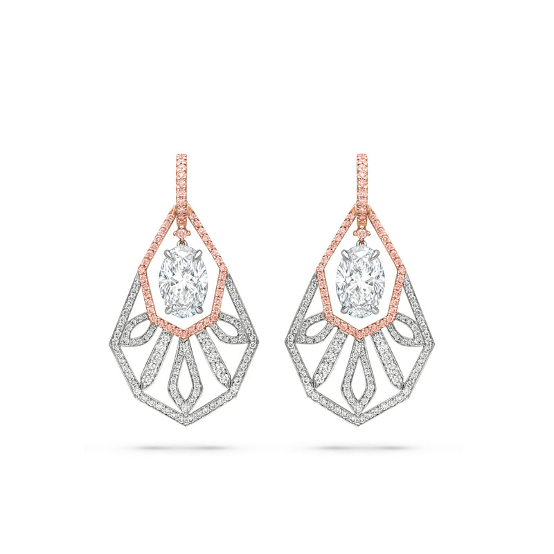 Peace of Mined Platinum and Rose Gold Diamond Drop Earrings
