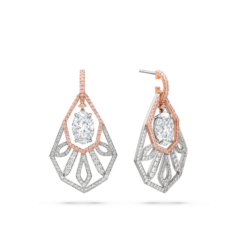 Peace of Mined Platinum and Rose Gold Diamond Drop Earrings