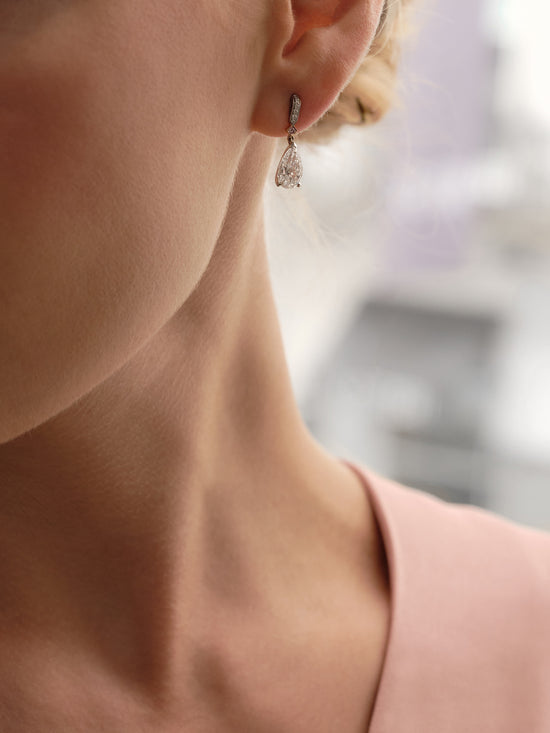 Classic Pear Diamond and Pink Diamond Drop Earrings