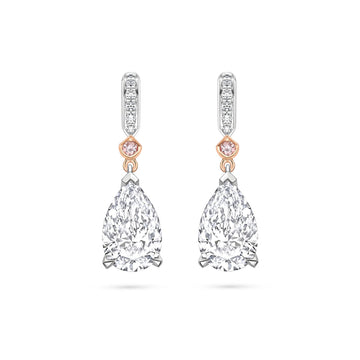 Classic Pear Diamond and Pink Diamond Drop Earrings