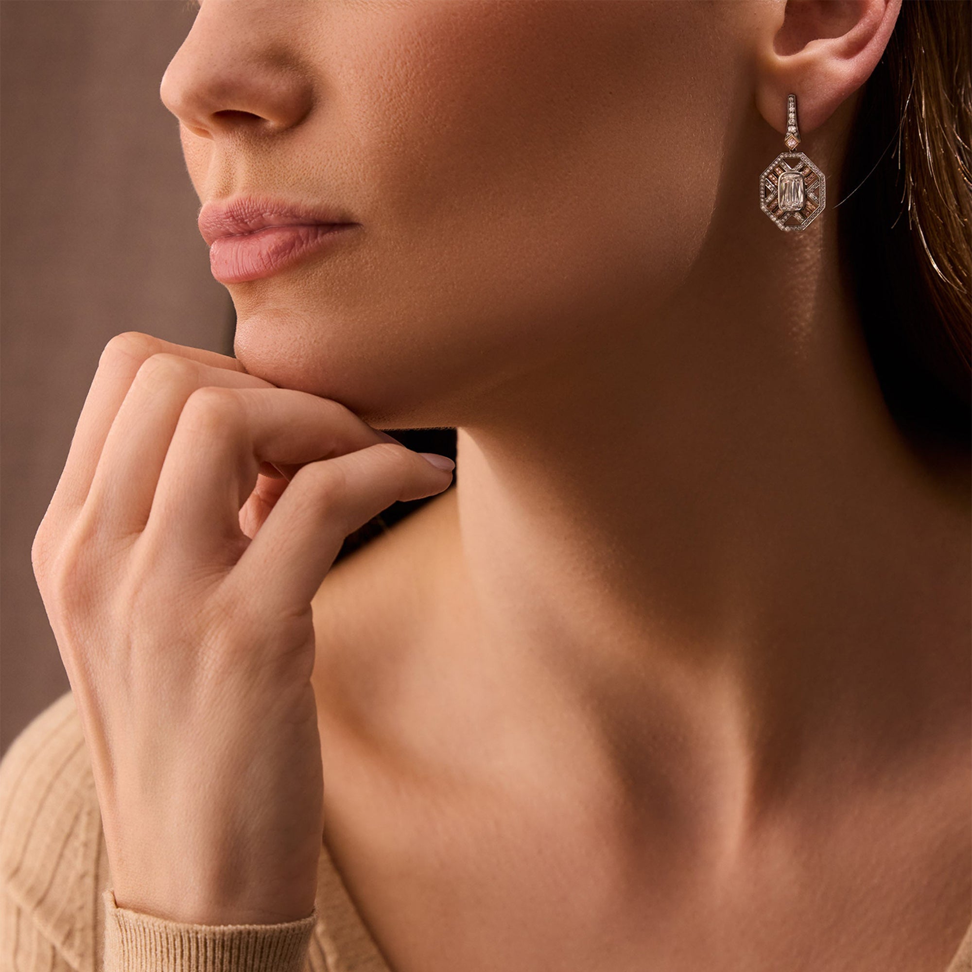 Fifth Avenue Platinum and Rose Gold Earrings