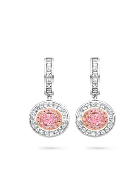 Vintage Oval Cut Pink Diamond Earrings