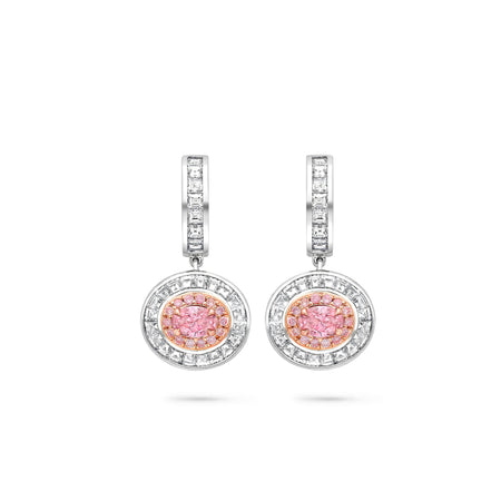 Vintage Oval Cut Pink Diamond Earrings