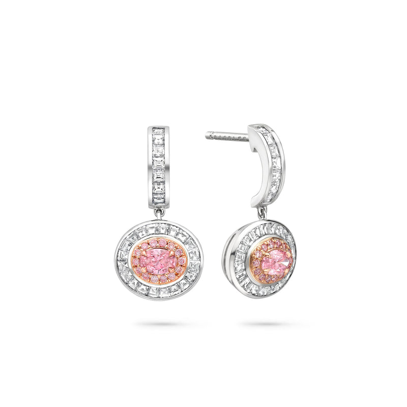 Vintage Oval Cut Pink Diamond Earrings