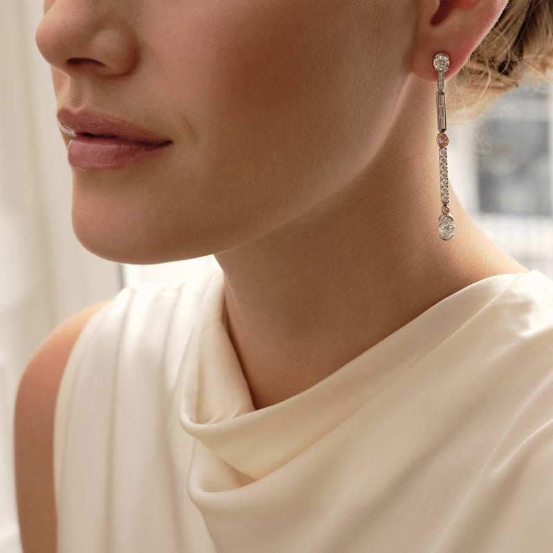 Play of Light Platinum Pink Diamond Earrings