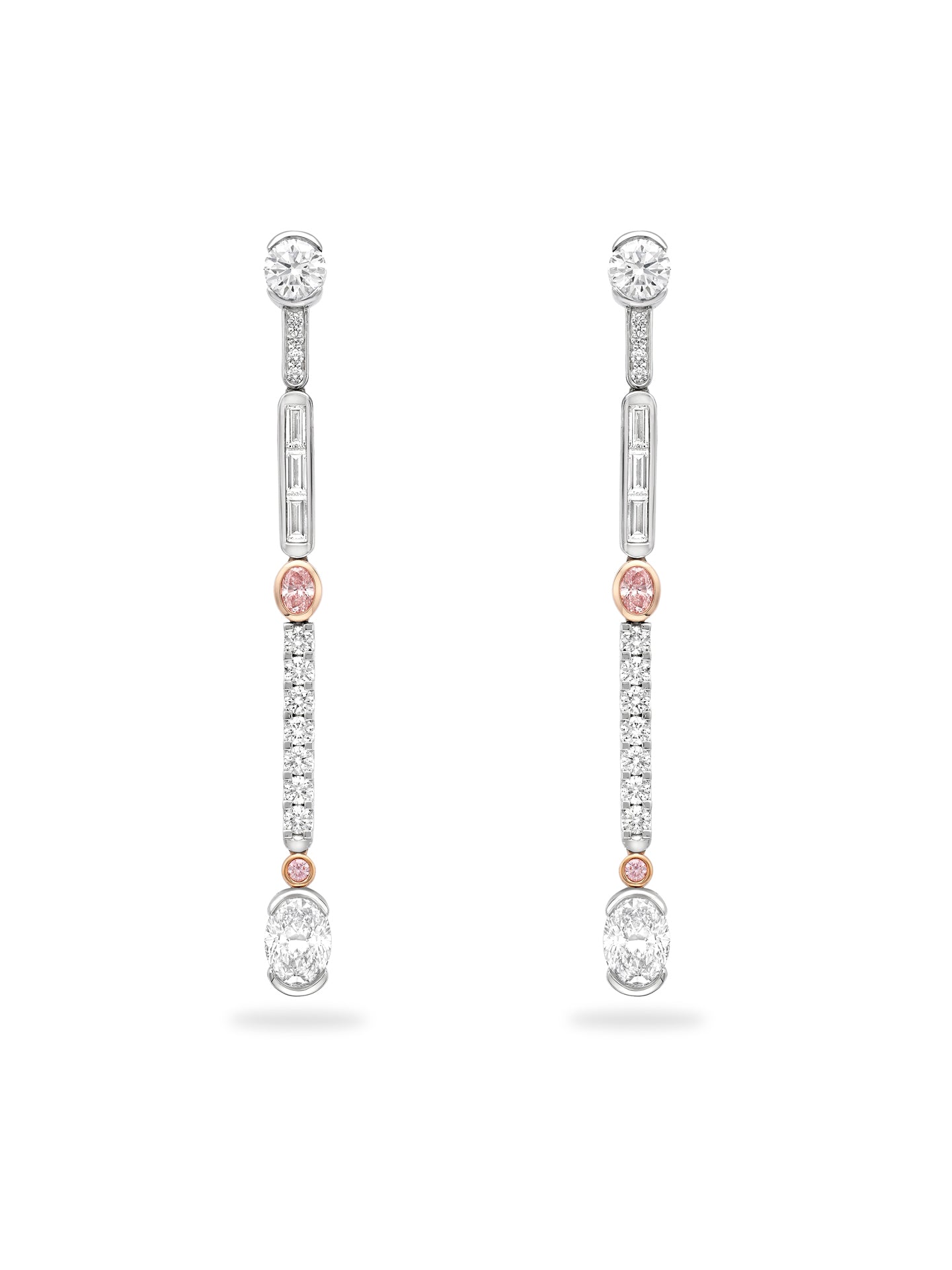 The National Gallery Play of Light Platinum Pink Diamond Earrings