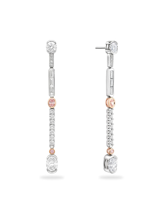 The National Gallery Play of Light Platinum Pink Diamond Earrings