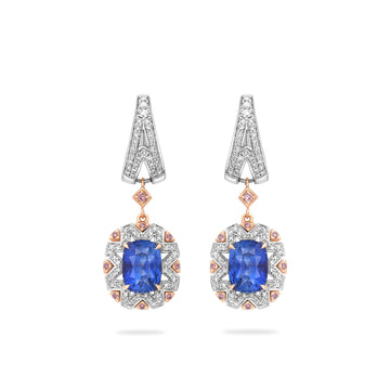 Fifth Avenue Sapphire and Diamond Platinum Drop Earrings