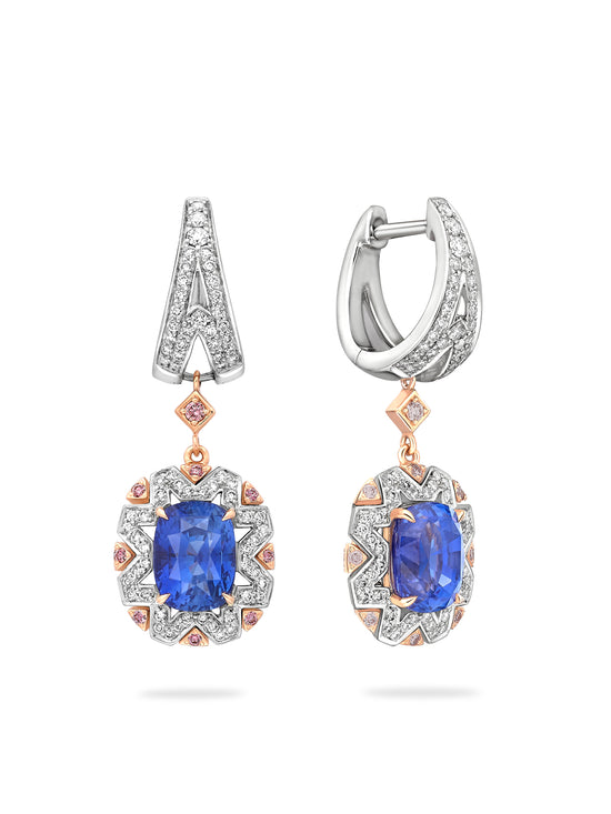 Fifth Avenue Sapphire and Diamond Platinum Drop Earrings