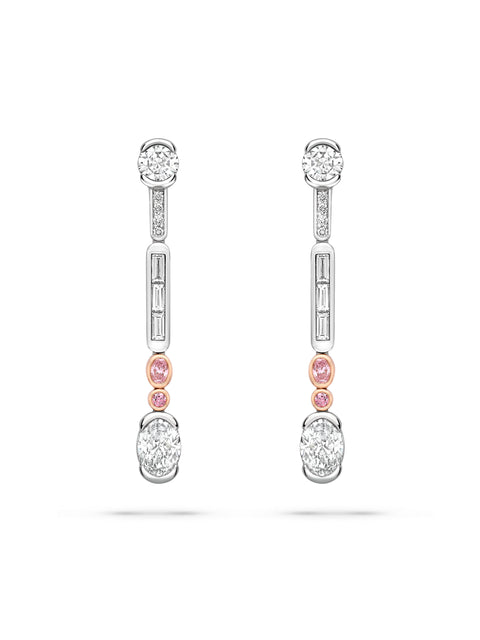 The National Gallery Play of Light Platinum Pink Diamond Drop Earrings