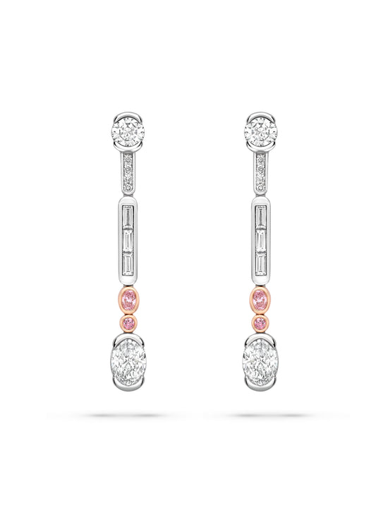 The National Gallery Play of Light Platinum Pink Diamond Drop Earrings