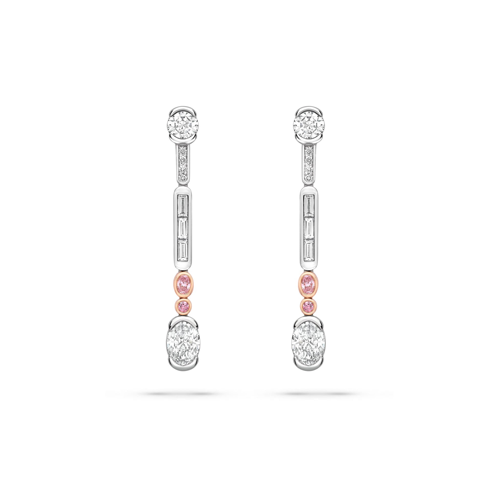 Play of Light Platinum Pink Diamond Drop Earrings